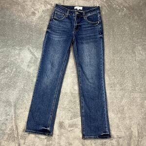 Risen Mid Rise Slim Straight Jeans Womens 1/25 Stretch Denim